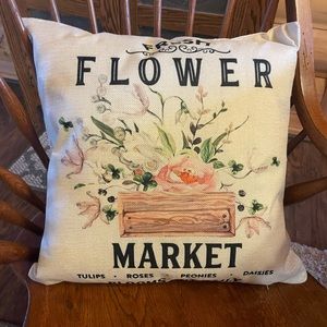 Flower Market Throw Pillow